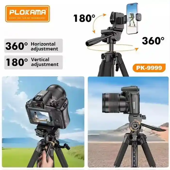 PLOKAMA PK-9999 2.1M Camera Tripod with Mobile Phone Holder